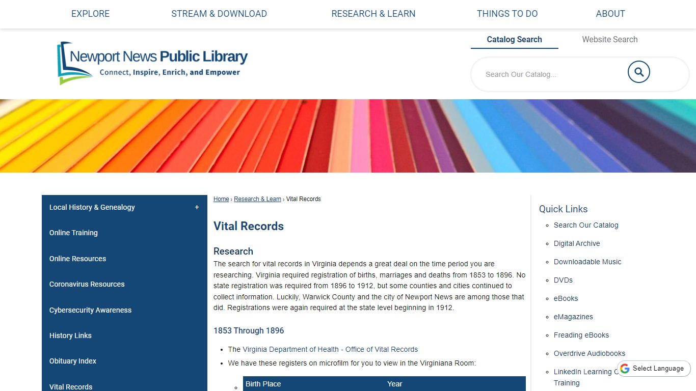 Vital Records | Newport News Library, VA